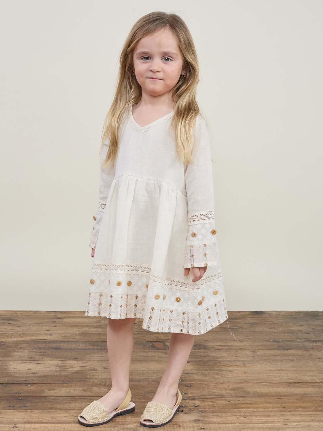 Ayur Dress Cream & Brown Kids