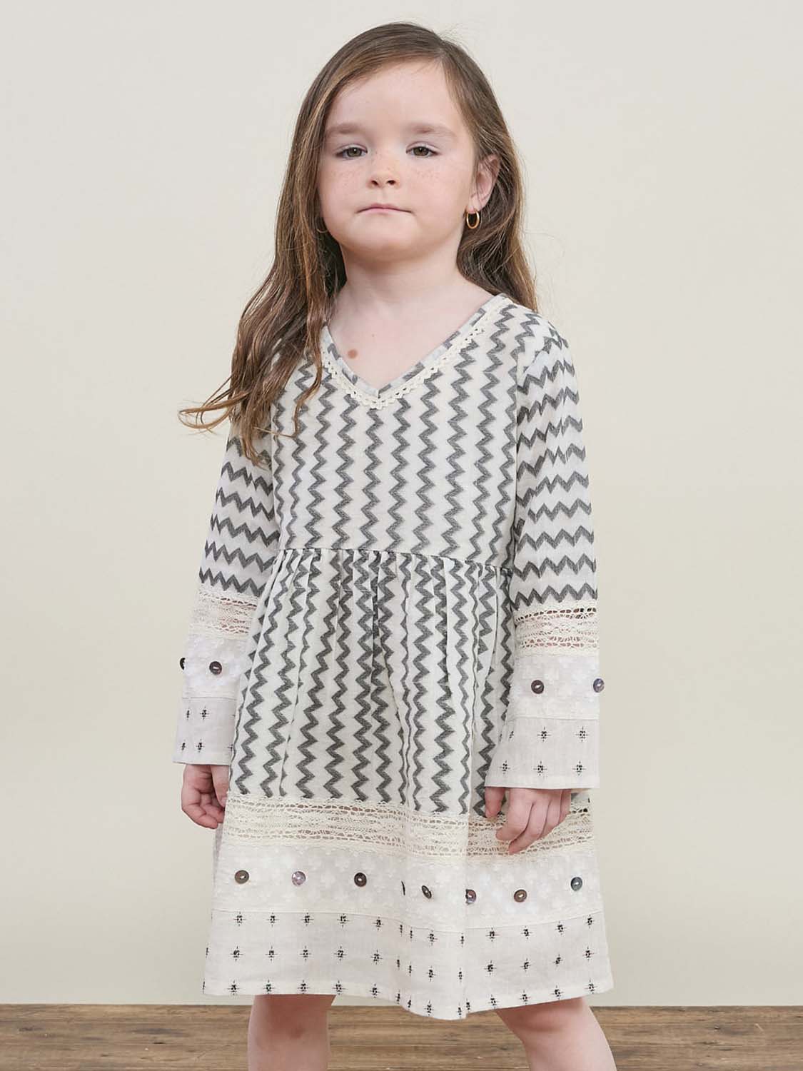 Ayur Dress Cream & Black Kids