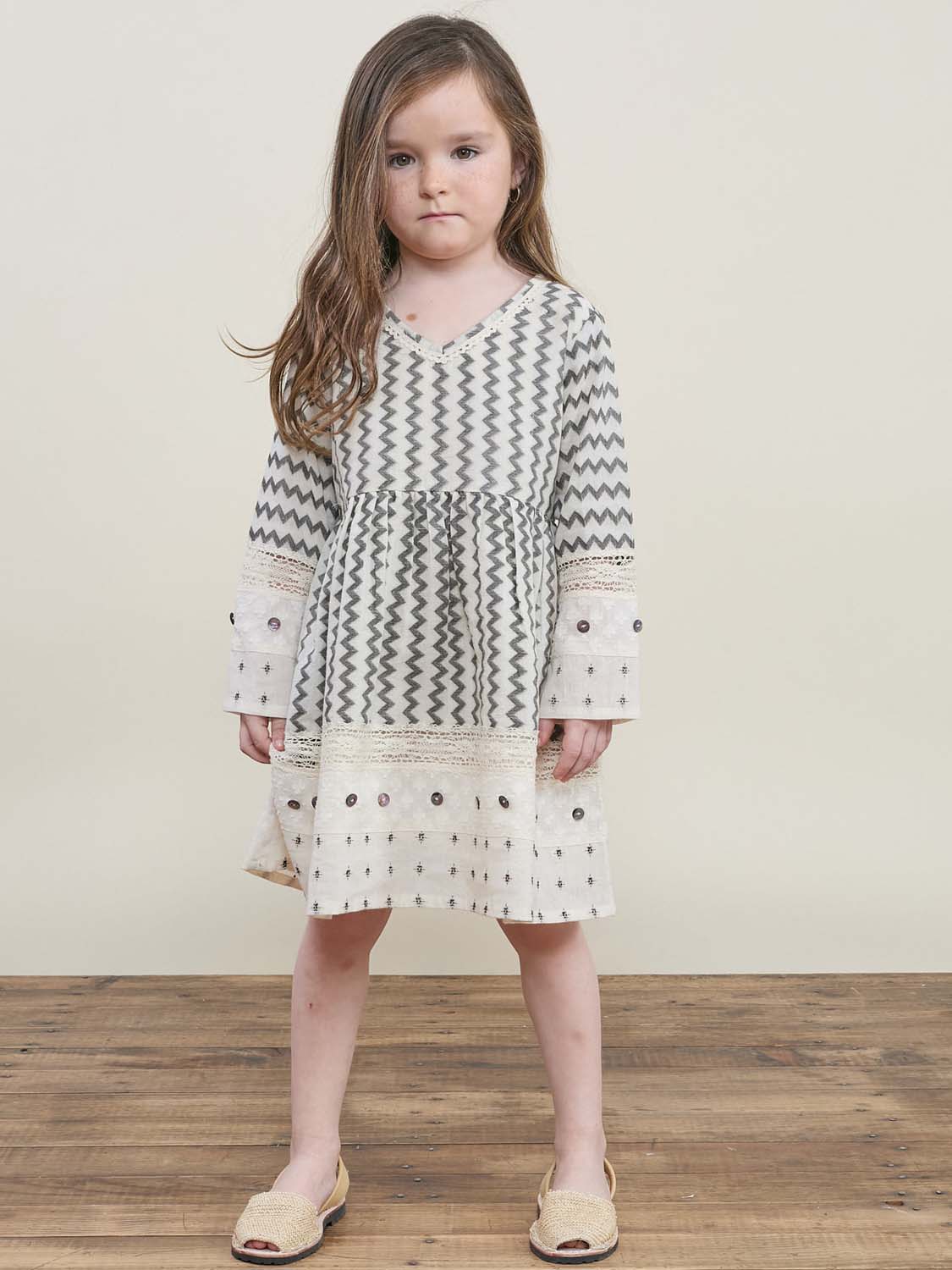 Ayur Dress Cream & Black Kids