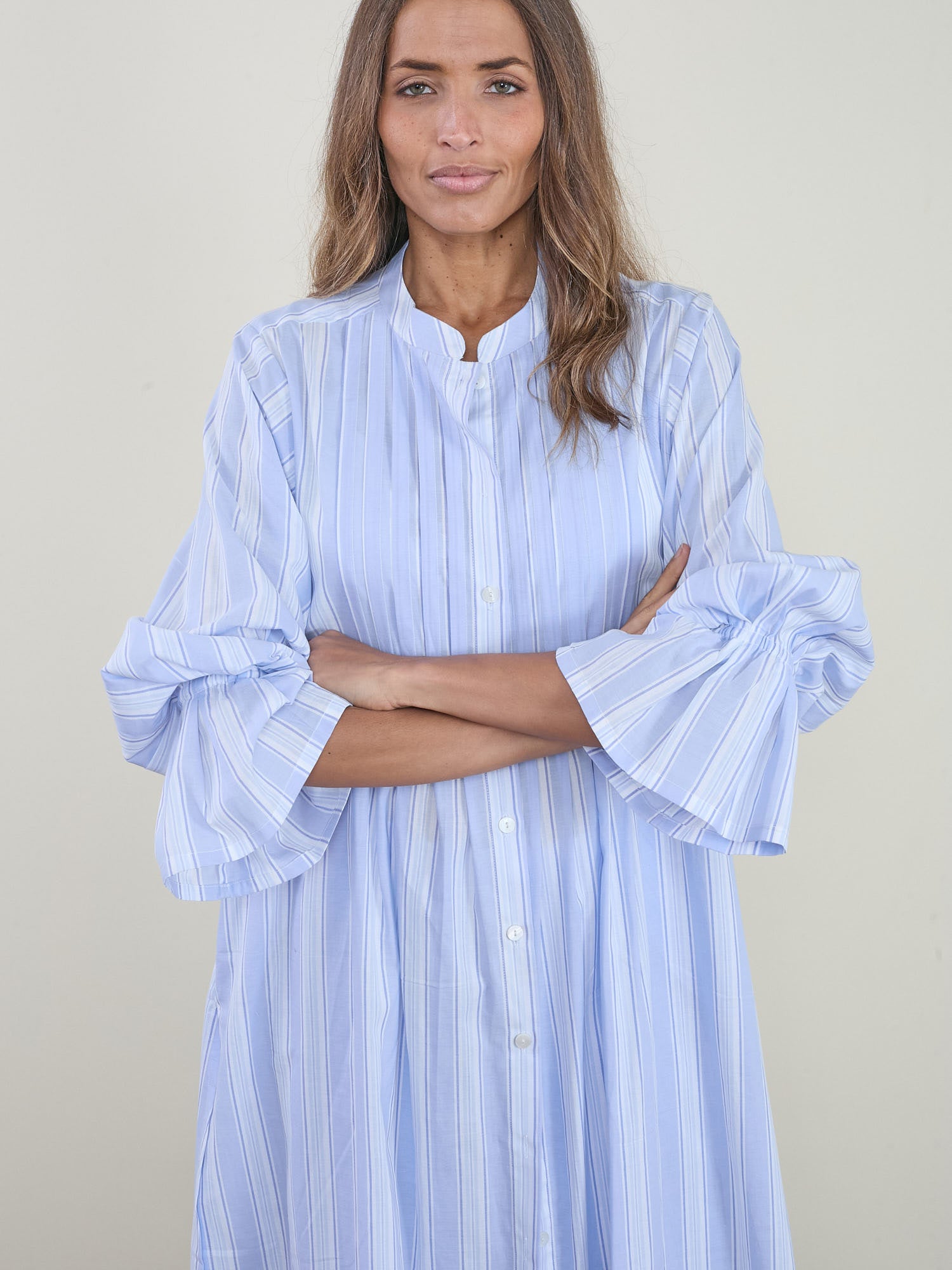 Chati Long Jacket-Dress Blue Stripes