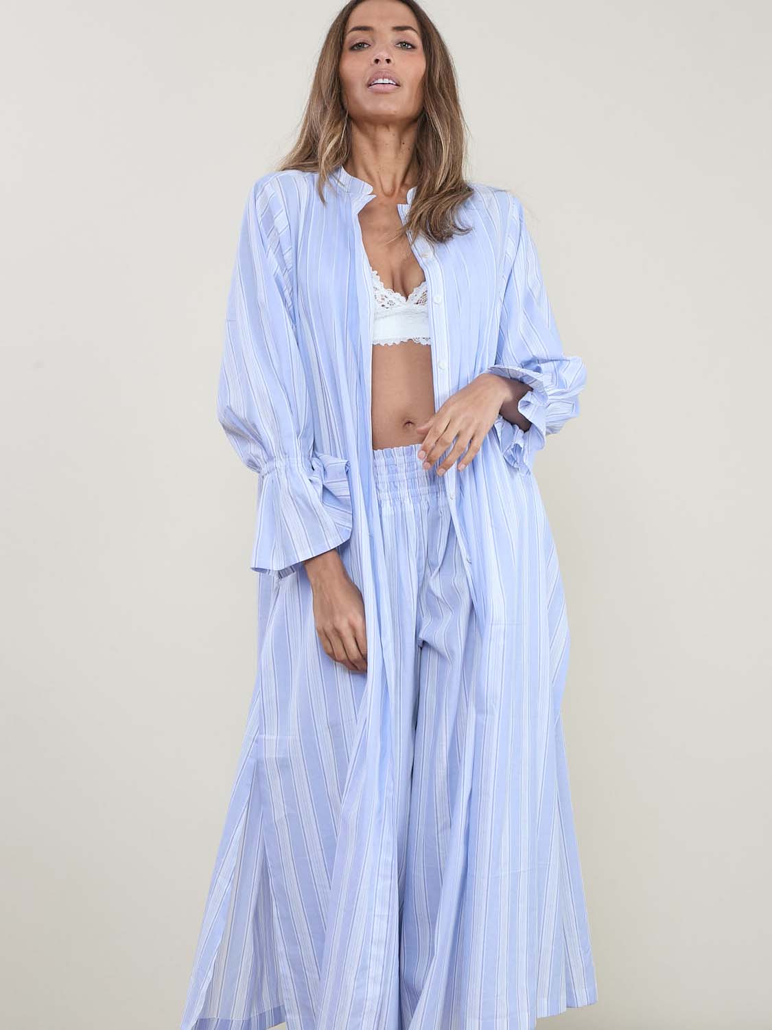 Chati Long Jacket-Dress Blue Stripes