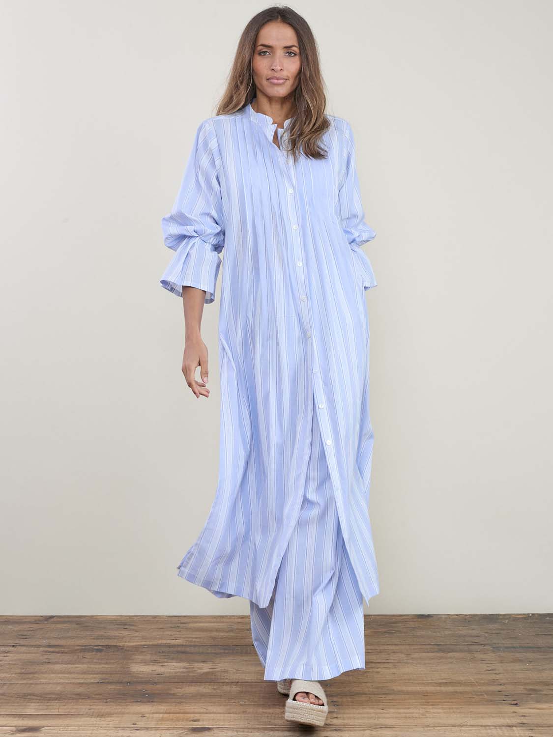 Chati Long Jacket-Dress Blue Stripes