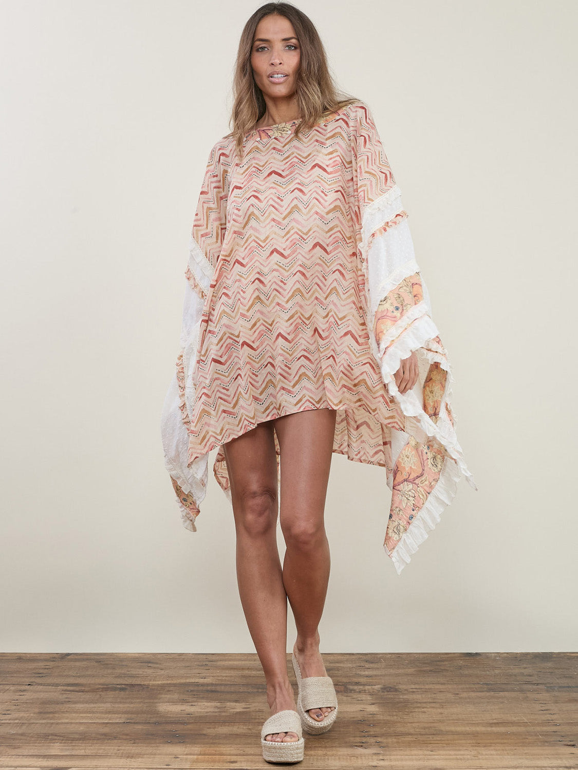 Ganesha Poncho Stripes-Pink