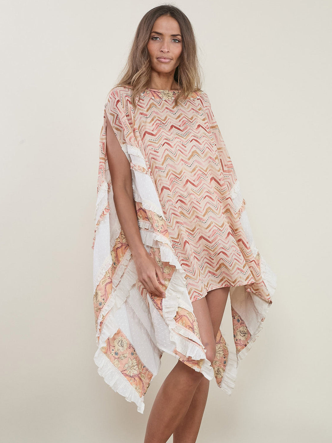 Ganesha Poncho Stripes-Pink